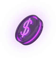 Neon coin with money symbol 3d render